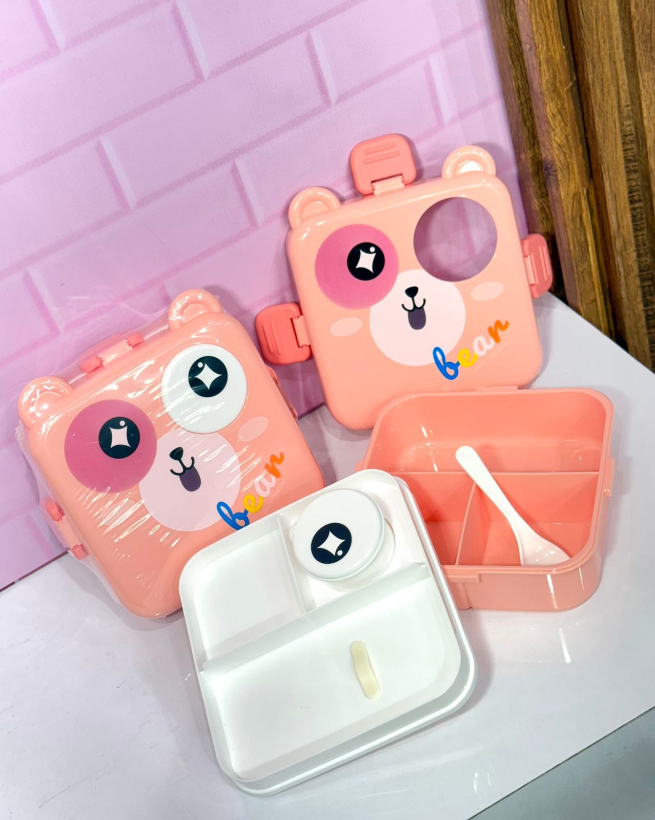 Lonchera Infantil "Bear" 🐻 | Kit Portacomida con 2 Compartimientos y Cuchara