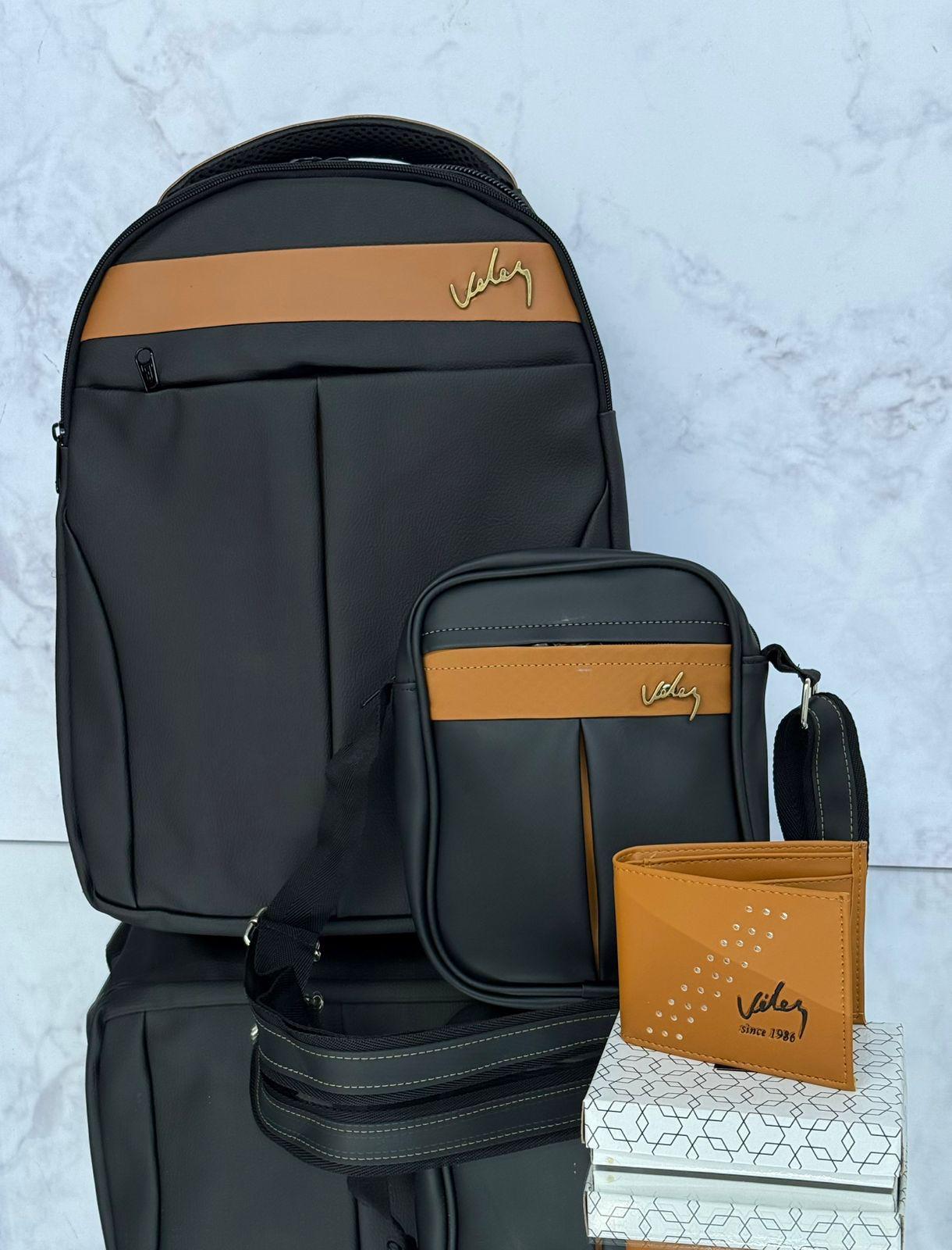 🎒🖤 Combo Ejecutivo Velez 3 en 1 | Mochila + Bolso Crossbody + Billetera de Lujo