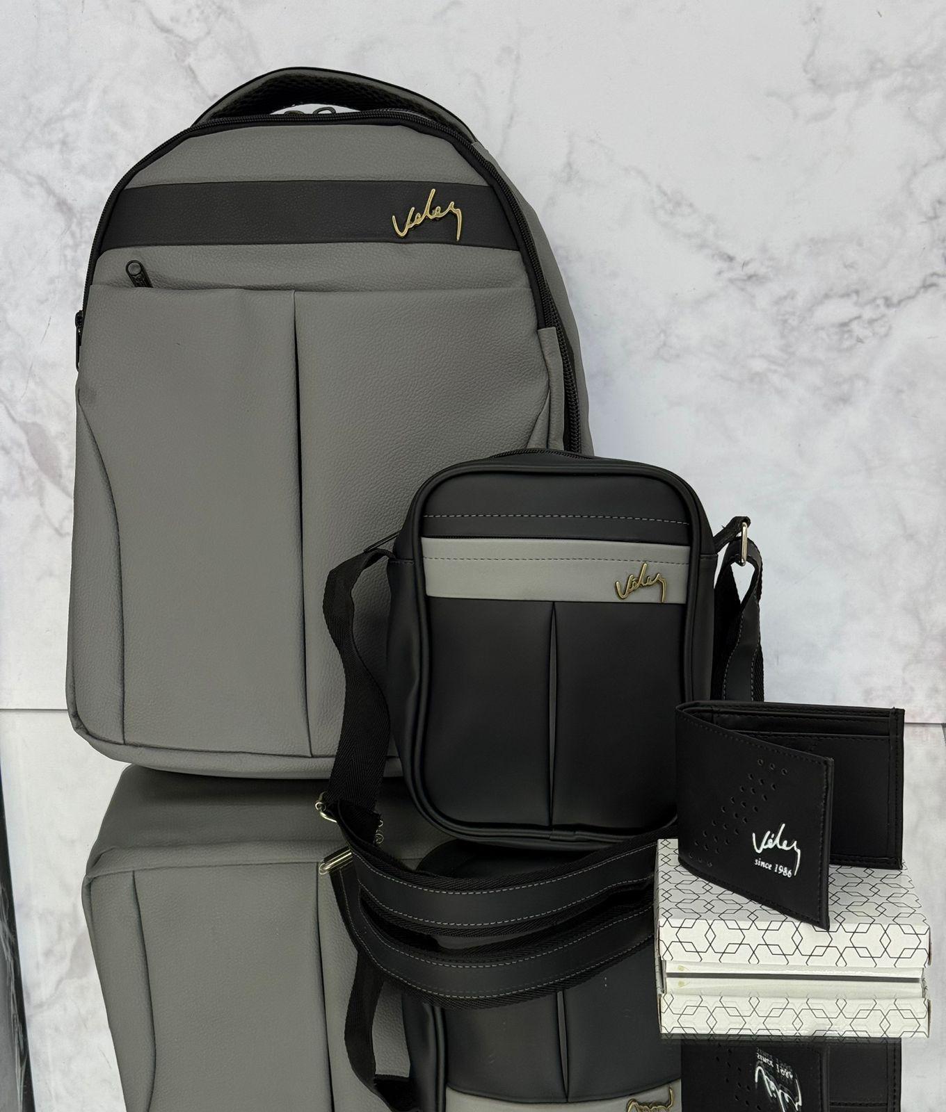 🎒🖤 Combo Ejecutivo Velez 3 en 1 | Mochila + Bolso Crossbody + Billetera de Lujo