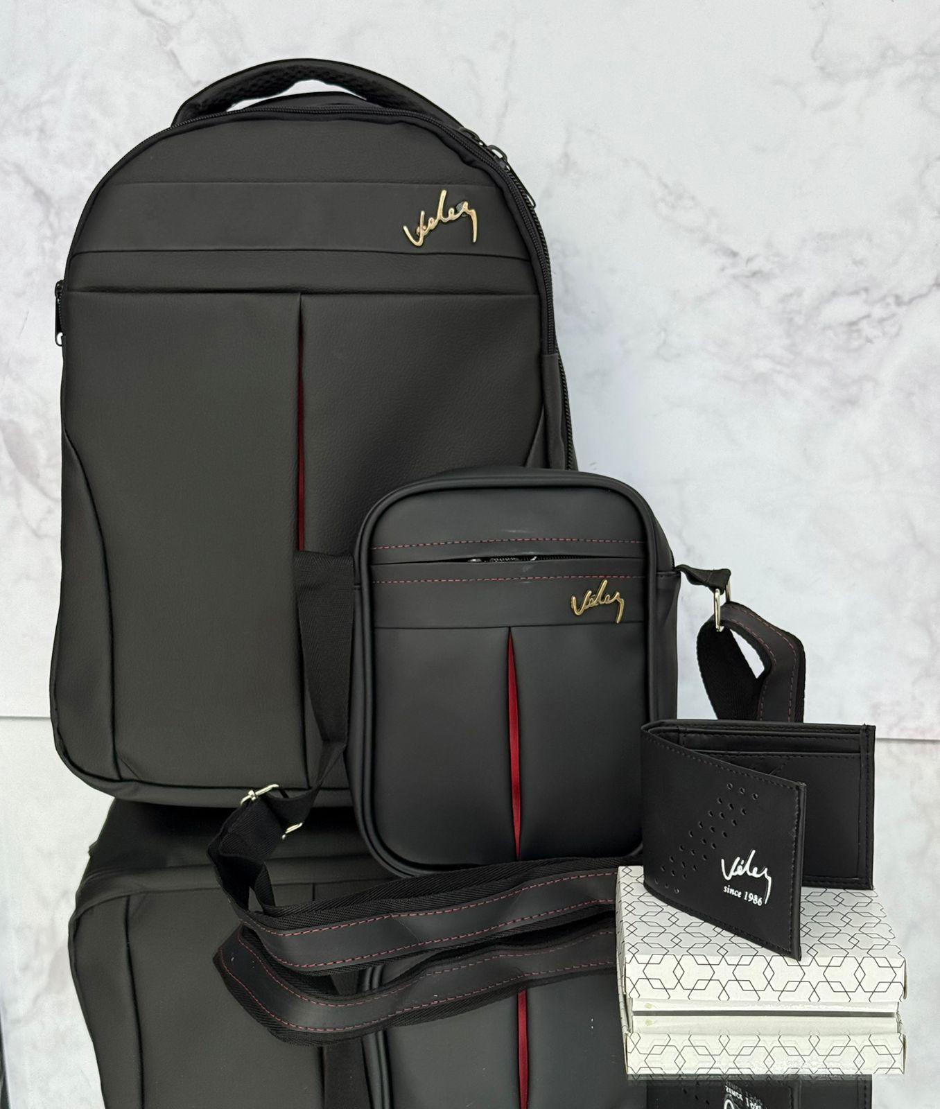 🎒🖤 Combo Ejecutivo Velez 3 en 1 | Mochila + Bolso Crossbody + Billetera de Lujo