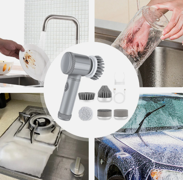 ✨🧽 Cepillo Eléctrico Inalámbrico 6 en 1 🔋💦 | Recargable, Multifuncional y Potente para Limpieza de Cocina, Baño y Más