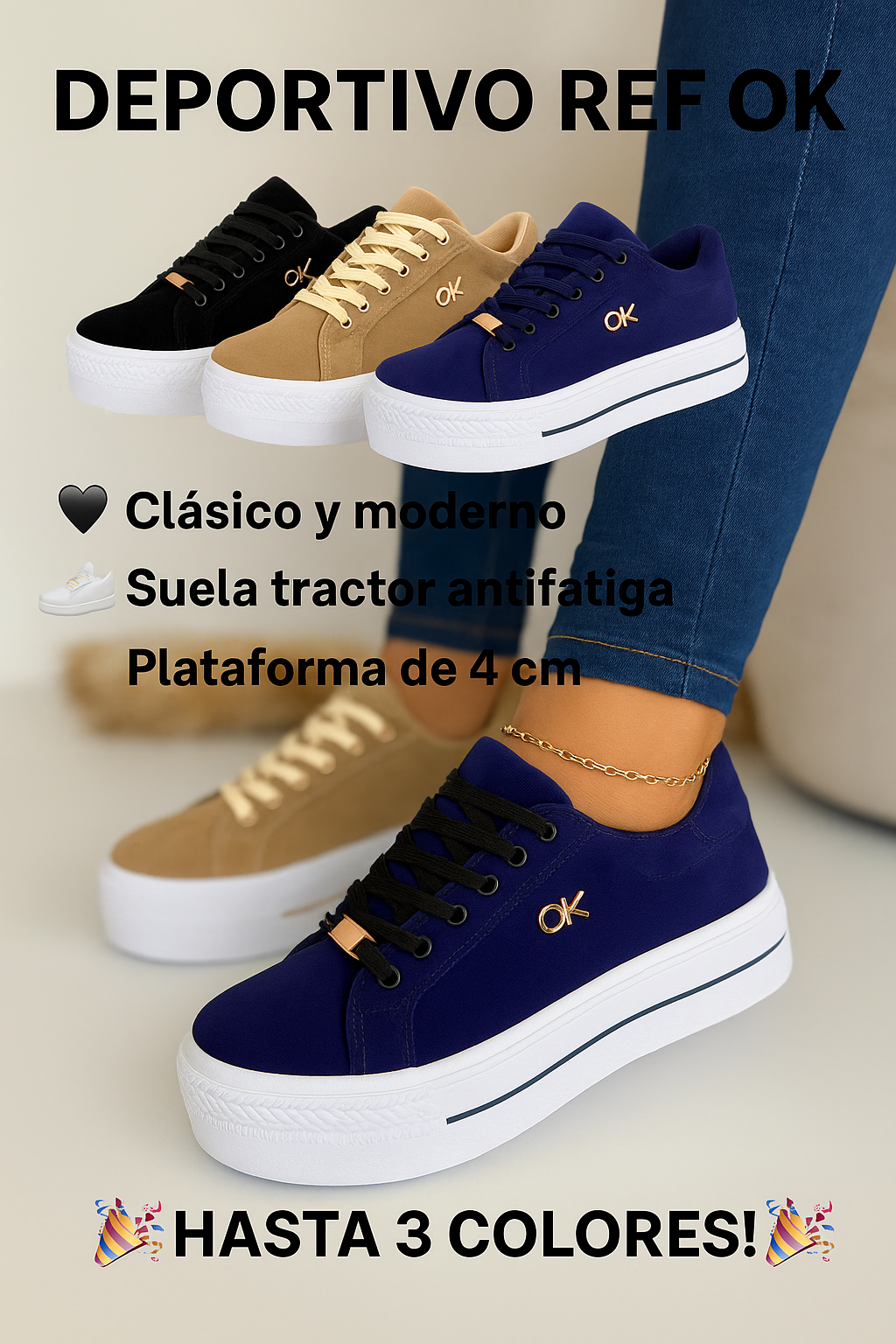 🎯 Deportivo REF OK | Comodidad, Estilo y Altura en un Solo Paso 👟✨