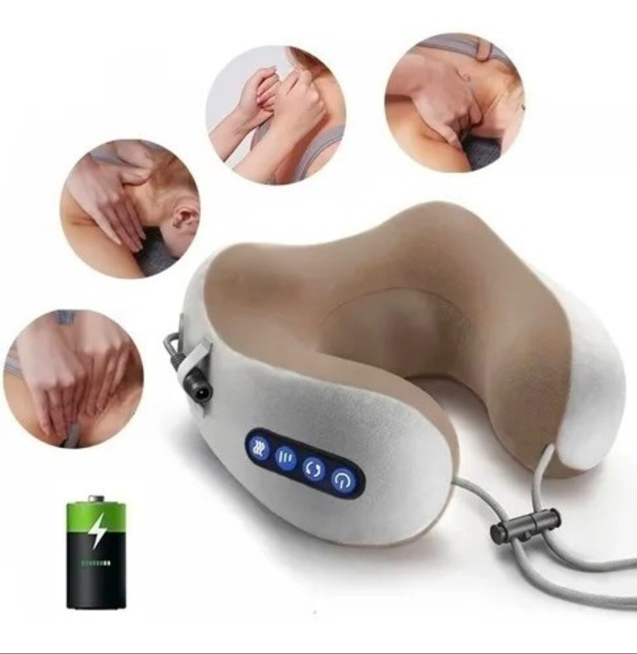 💆‍♀️ Almohada Masajeadora para Cuello y Cervicales 🌙 – Confort en Casa o Viaje