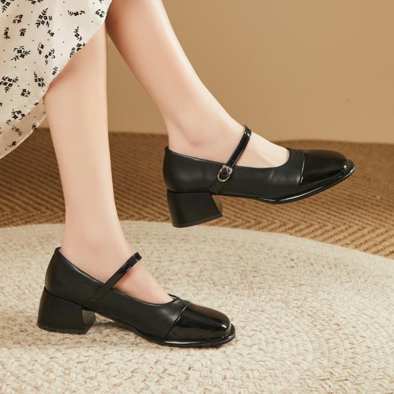 👠 Zapatos Mary Jane de Mujer Elegantes | Merceditas Negras con Tacón Bajo y Correa Ajustable 👡