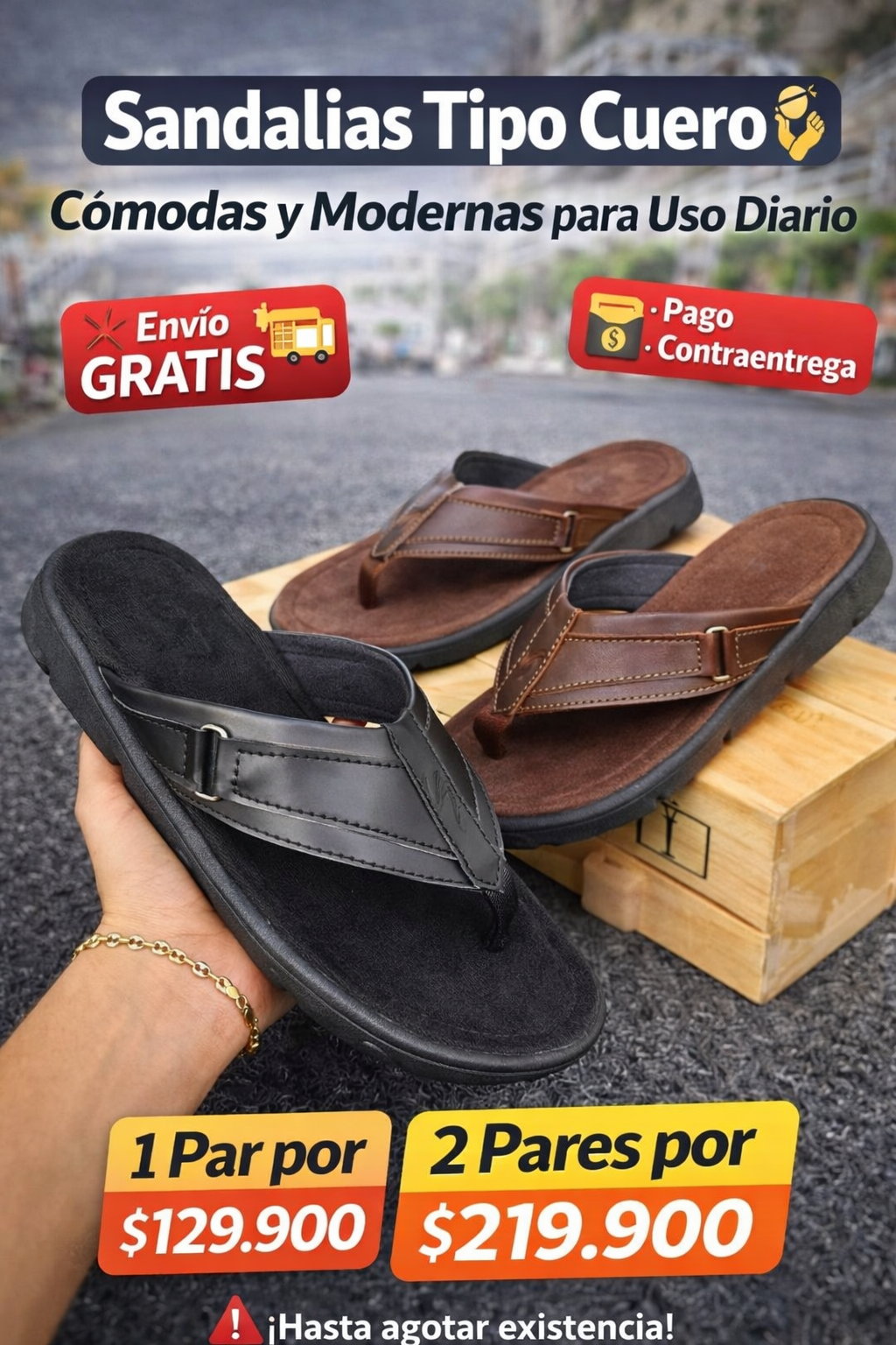 👡 Sandalias Tipo Cuero para Hombre | Cómodas y Modernas para Uso Diario