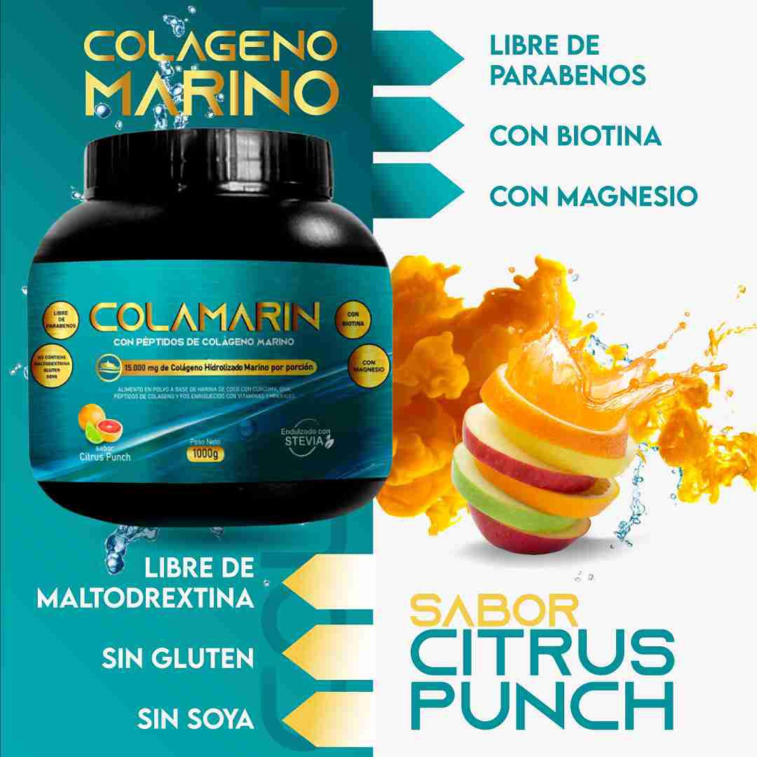 🌿 Colágeno Marino Premium 1000g 🍊 Citrus Punch – Belleza & Vitalidad