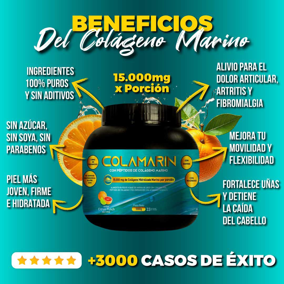 🌿 Colágeno Marino Premium 1000g 🍊 Citrus Punch – Belleza & Vitalidad